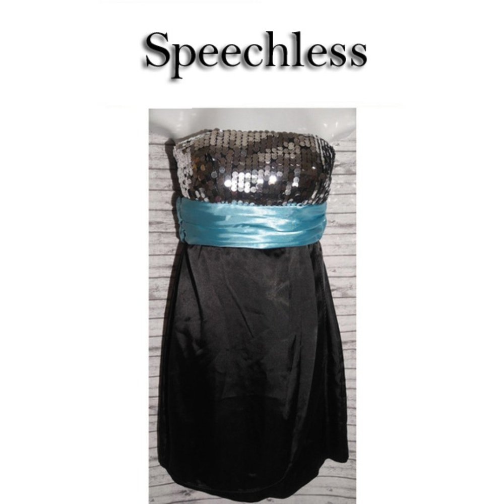 Speechless Black Sequins Strapless Dress Size 3